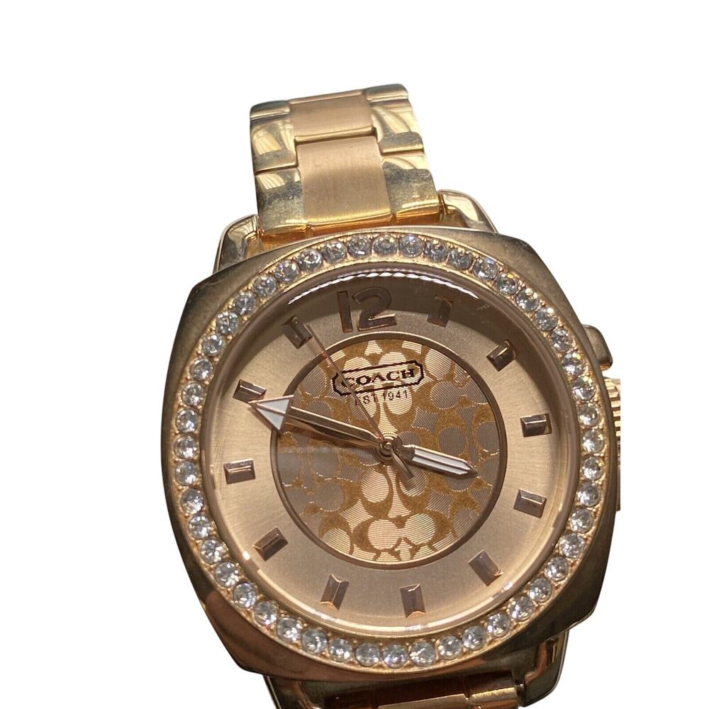 Coach Women's Boyfriend Mini Rose Gold Tone Bracelet 14501701 Womens Watch - Picture 2 of 8